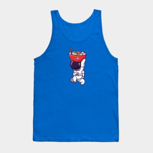 Cute Astronaut Bring Ramen Bowl Cartoon Tank Top